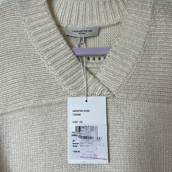 NWT $1,298 Lafayette 148 SILK YARN VOLUMINOUS SLEEVE V-NECK SWEATER Xs oversized - Picture 10 of 16